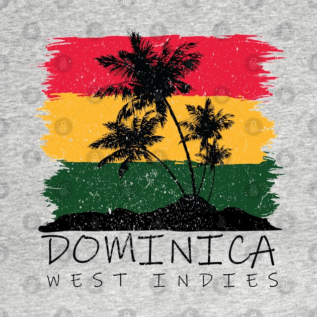 Dominica National Colors with Palm Silhouette by IslandConcepts